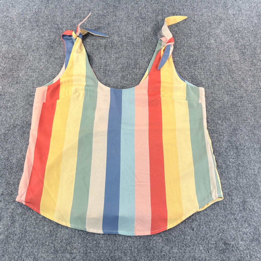 AEMI+CO‎ Rainbow Vertical Stripe Tie Shoulder Camisole Top Small